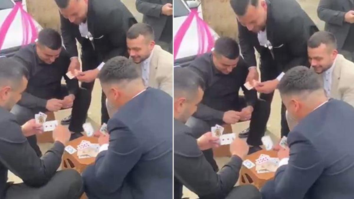 Düğün konvoyunun önünü kestiler, iskambil oynayıp bahşiş aldılar
