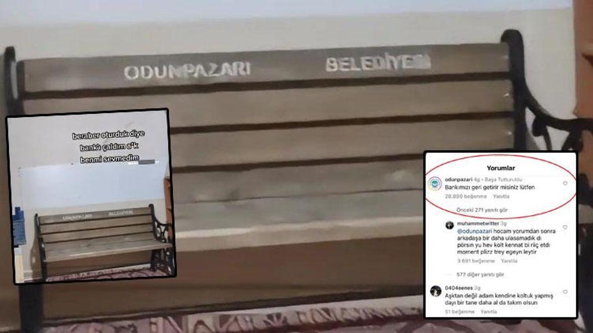 Evine götürüp aşkını ilan ettiği bankı, belediye geri istedi