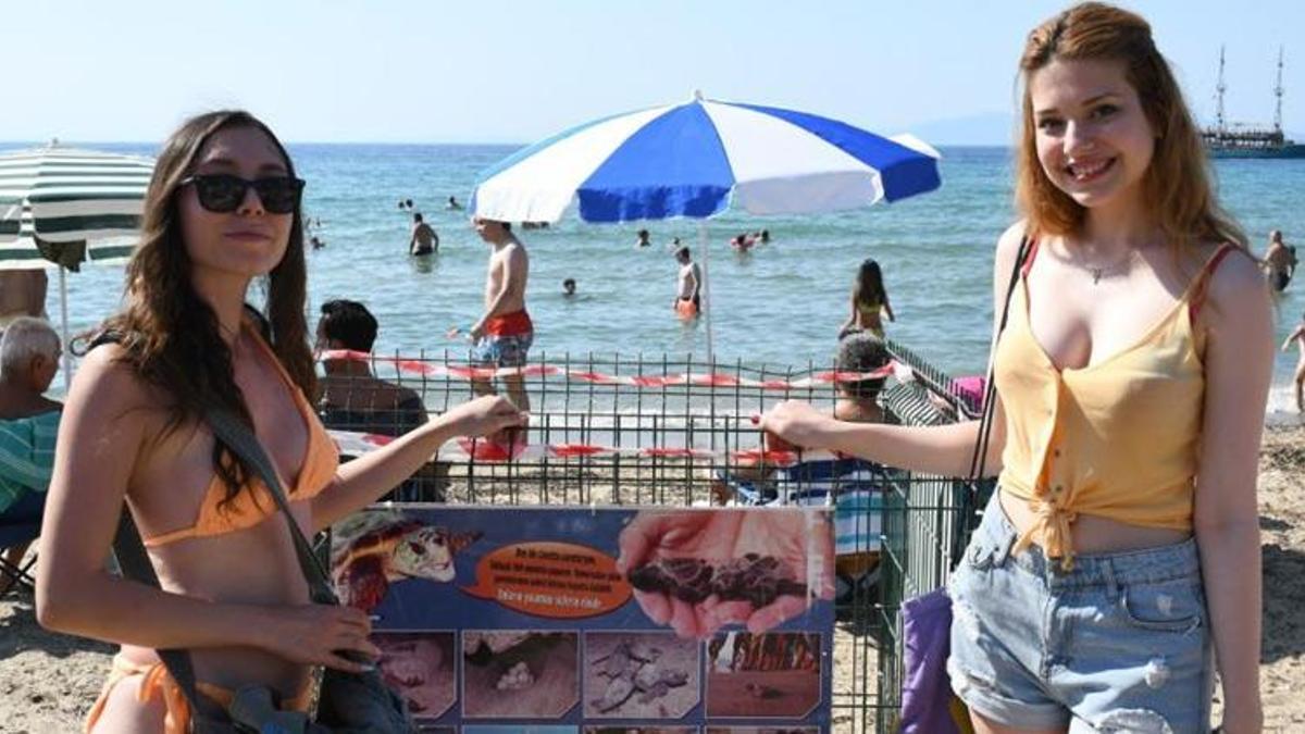 Kuşadası'nda caretta caretta yuvasına çitli koruma