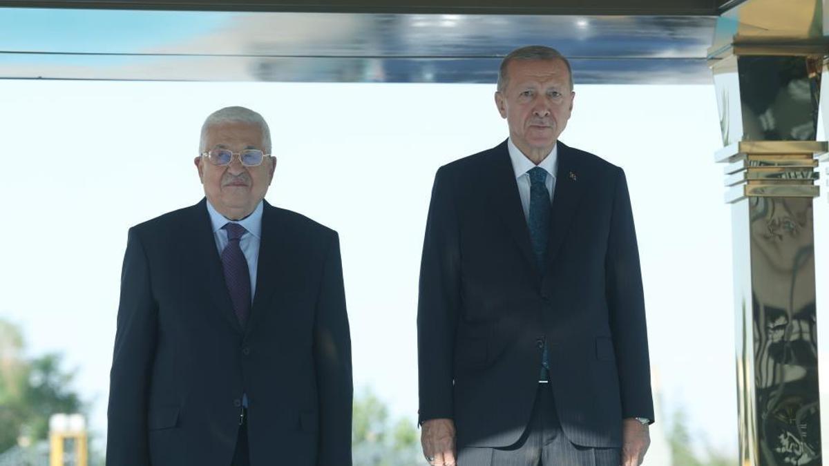 Cumhurbaşkanı Erdoğan, Filistin Devlet Başkanı Abbas'ı resmi törenle karşıladı