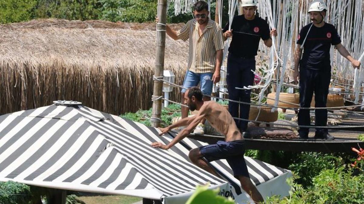 Antalya’da ‘Tarzan’ adam alarmı! Ekipleri görünce oradan oraya atladı