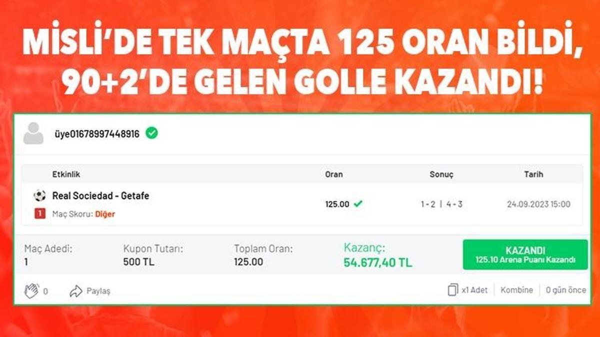 Misli’de tek maçta 125 oran bildi, 90+2’de gelen golle kazandı!