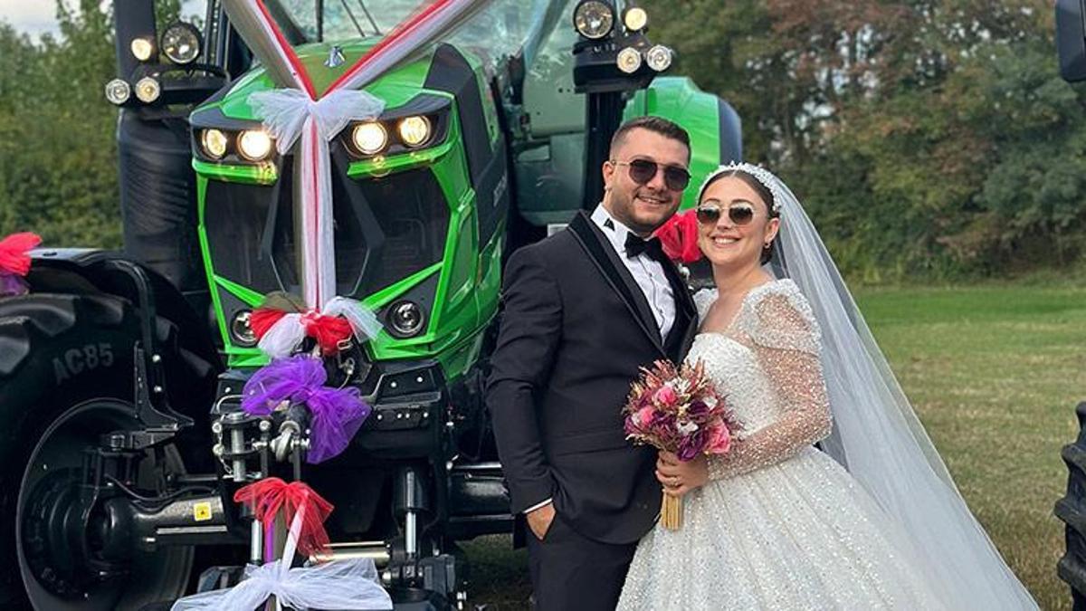 Traktör, gelin arabası oldu! Gelin ve misafirler büyük şaşkınlık yaşadı