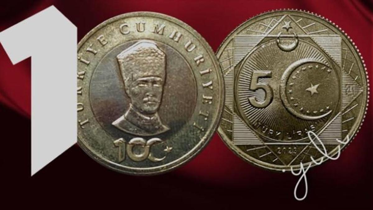 Cumhuriyetin 100. yılına özel 5 Türk lirası madeni paralar tedavüle giriyor!