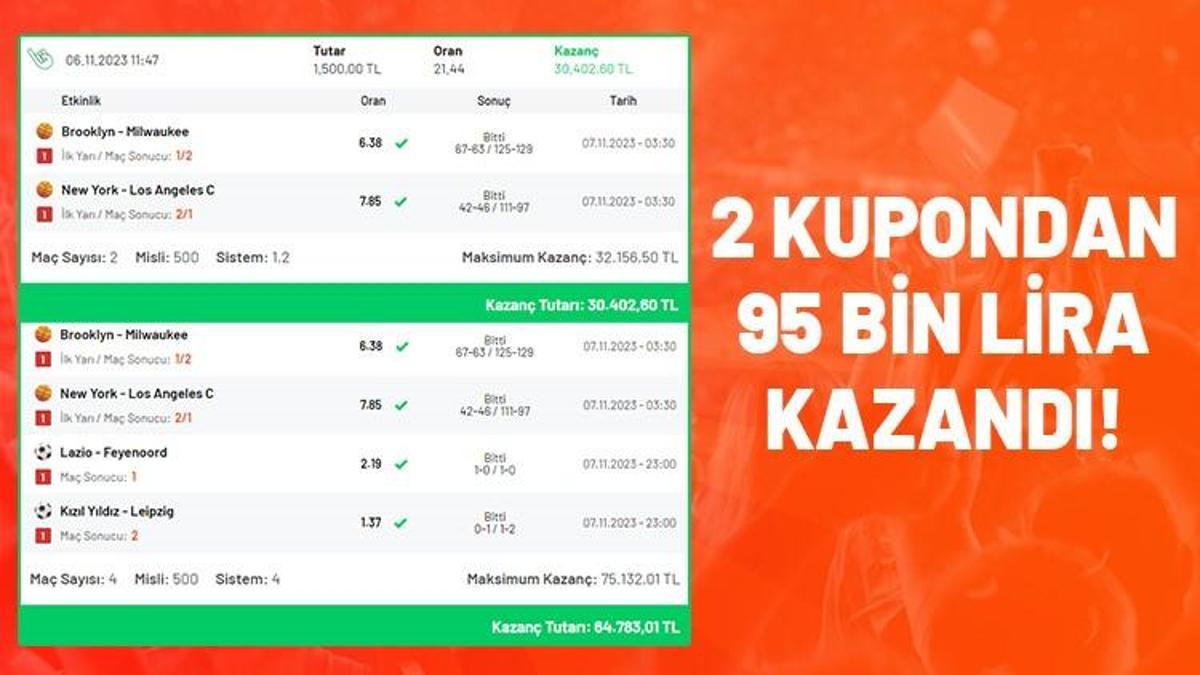 1 Değil 2 Kupon Tutturdu 95 Bin TL Kazandı!