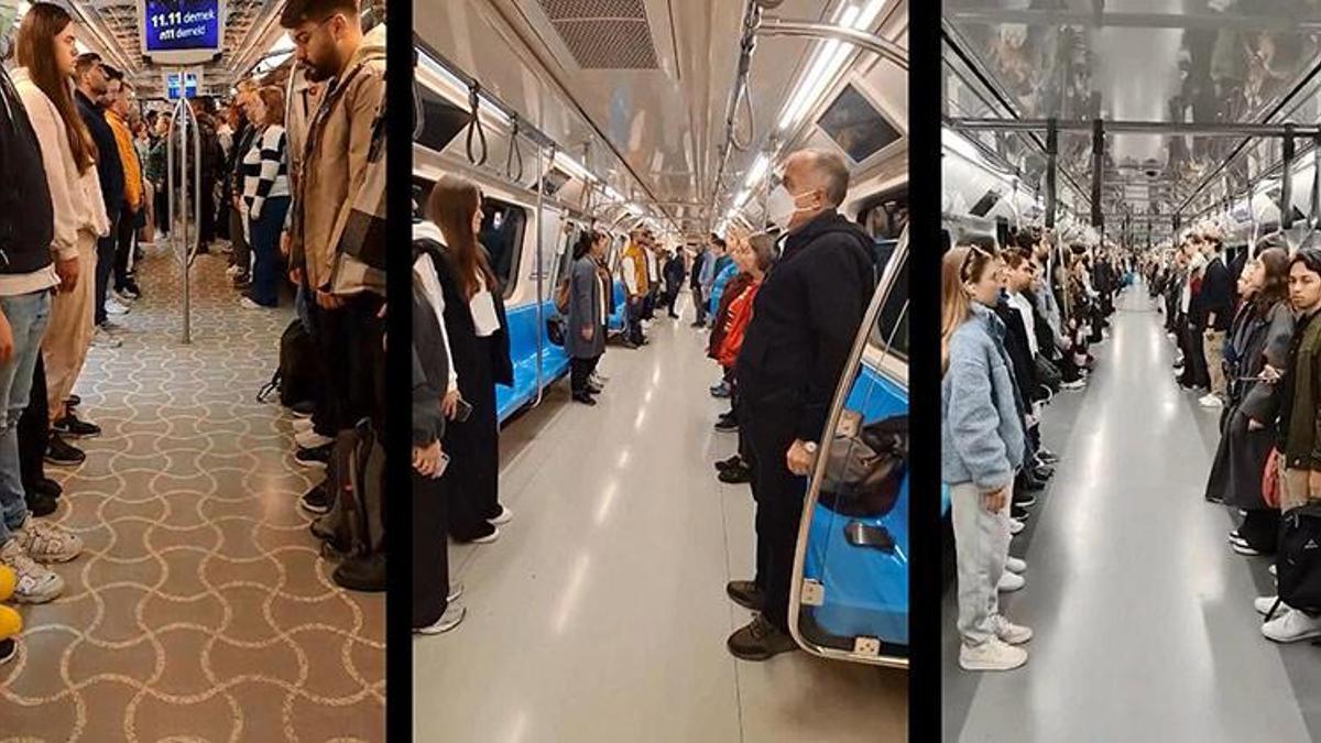 İstanbul'un metro ve tramvaylarında 100 bin kişiden Ata'ya saygı duruşu