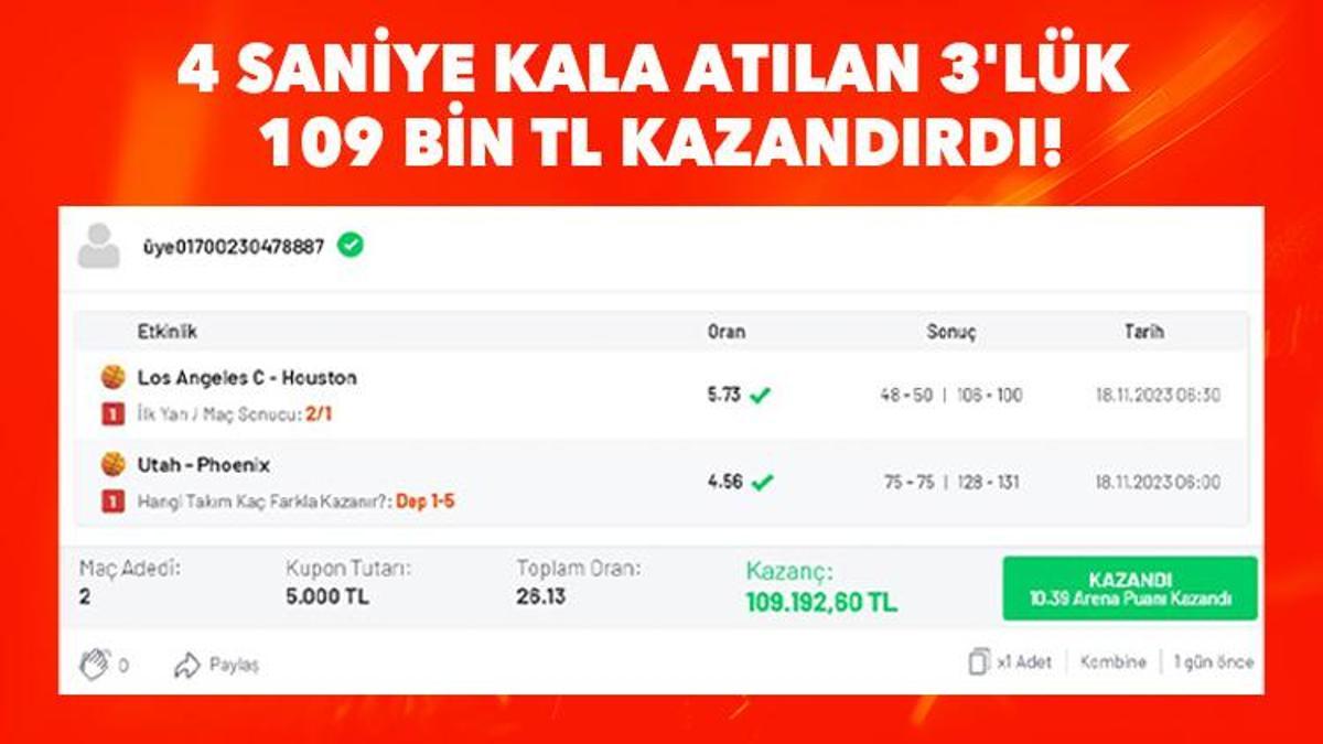 Bitime 4 saniye kala atılan 3’lük 109 Bin 192 TL Kazandırdı!