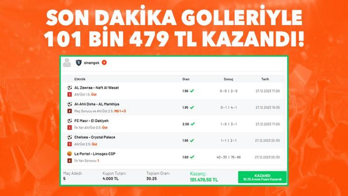 3 maçta son dakika golleri geldi, tam 101 bin 479 TL kazandı!