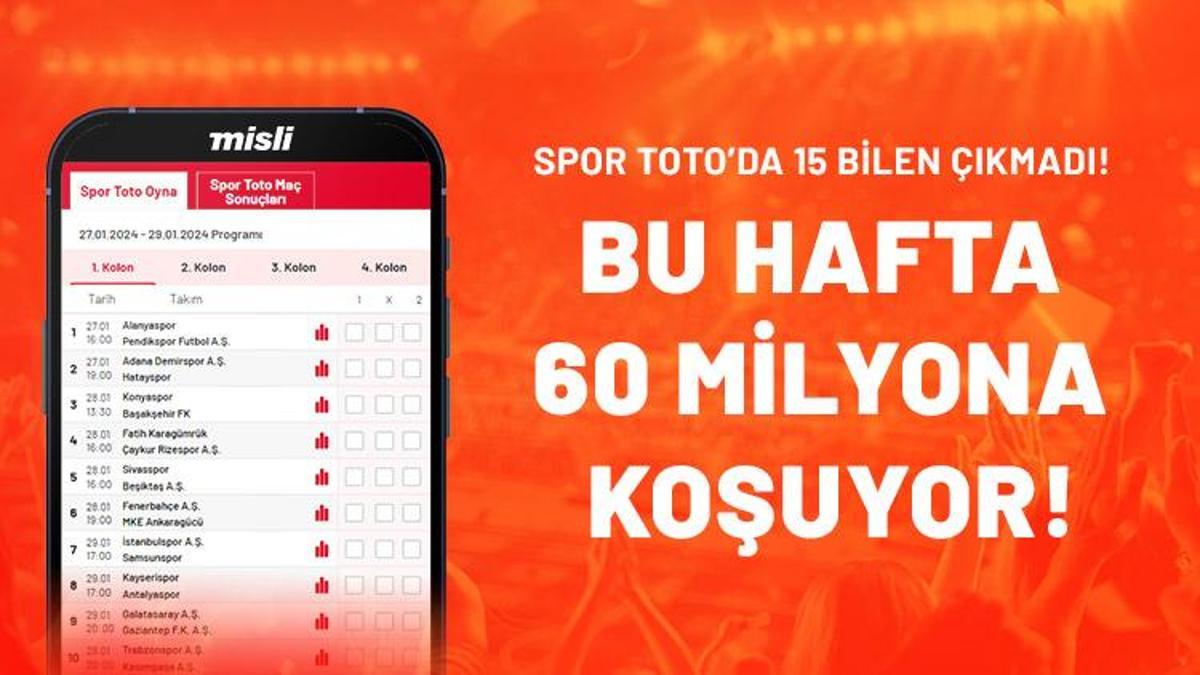 Spor Toto’da 15 bilen çıkmadı! Bu hafta 60 milyona koşuyor…