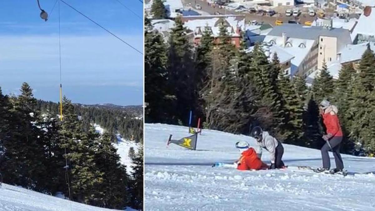 Uludağ'da faciadan dönüldü! Telesiyejin telleri koptu, bir turist yaralandı