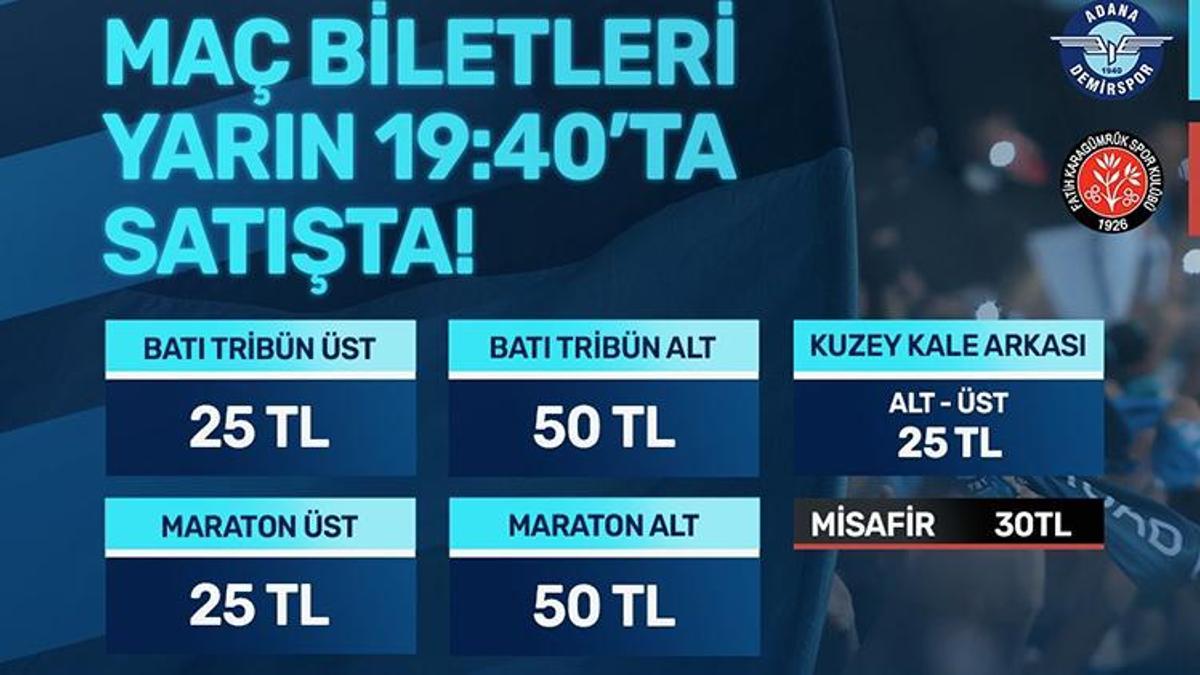 Adana Demirspor - Fatih Karagümrük maçının biletleri satışa çıkıyor