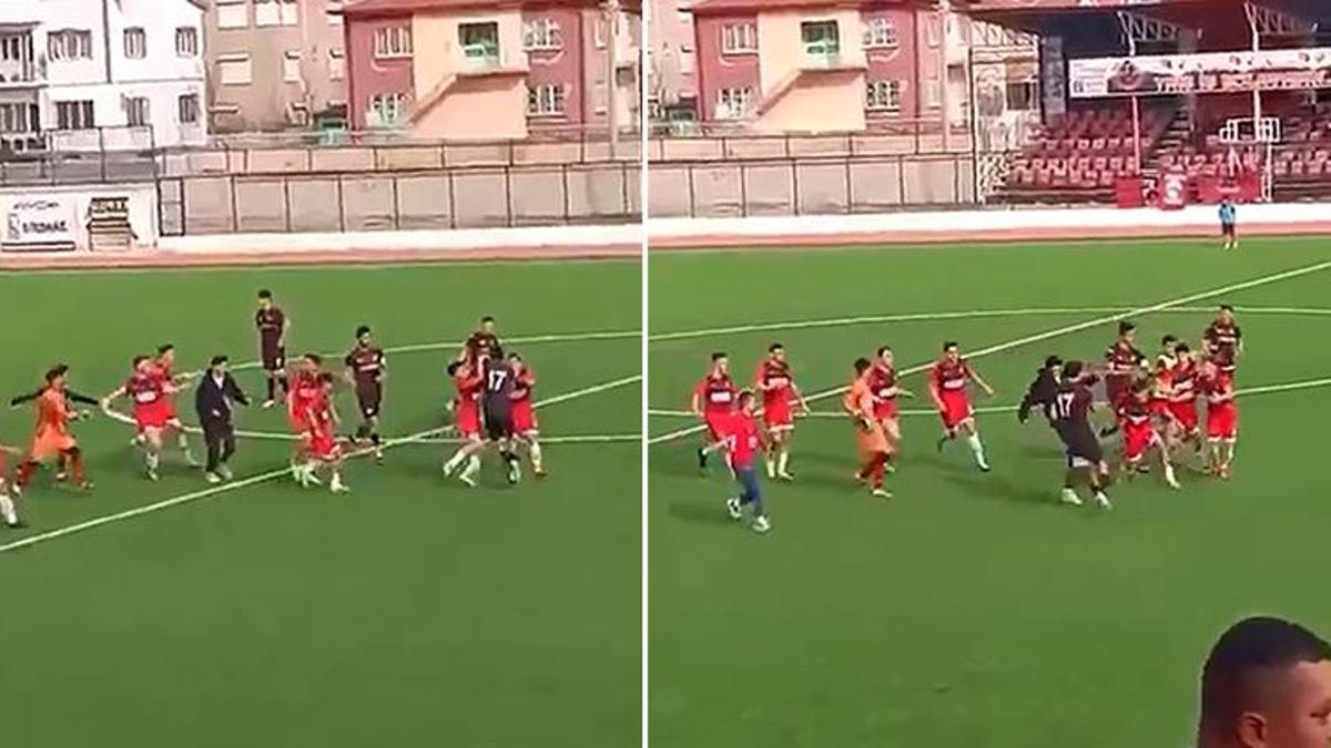 Amatör maçta futbolcular birbirini yumrukladı! Hakem 13 kırmızı kart gösterdi