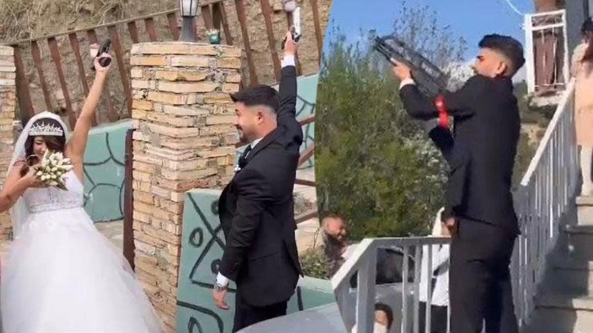 Karabük'te tepki çeken görüntü… Gelin ve damat silahla ateş açtı