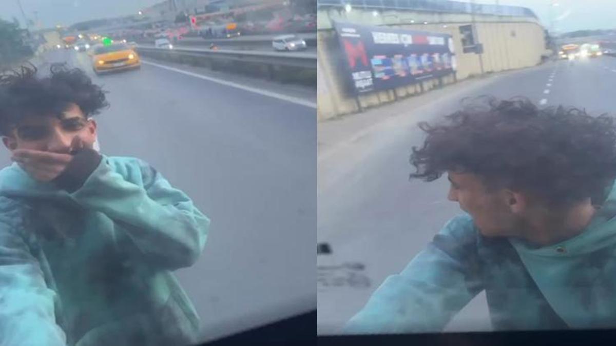 Patenle tehlikeli yolculuk yaptı! Cep telefonu kamerasına yakalandı