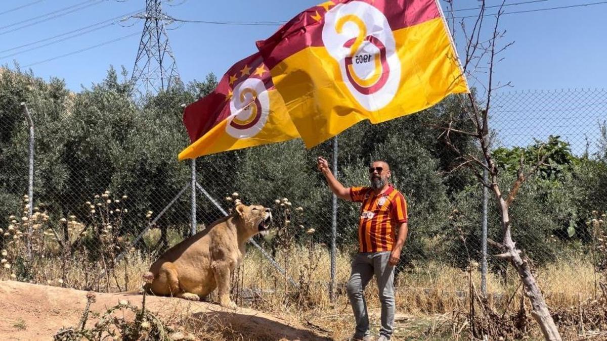 Galatasaray'ın şampiyonluğunu aslanlarıyla kutladı!