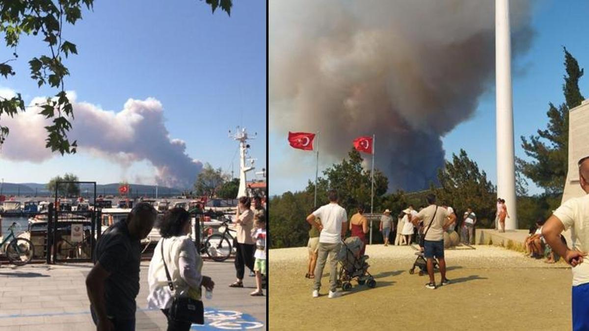 Çanakkale'de yangın! Boğazda gemi trafiği durduruldu