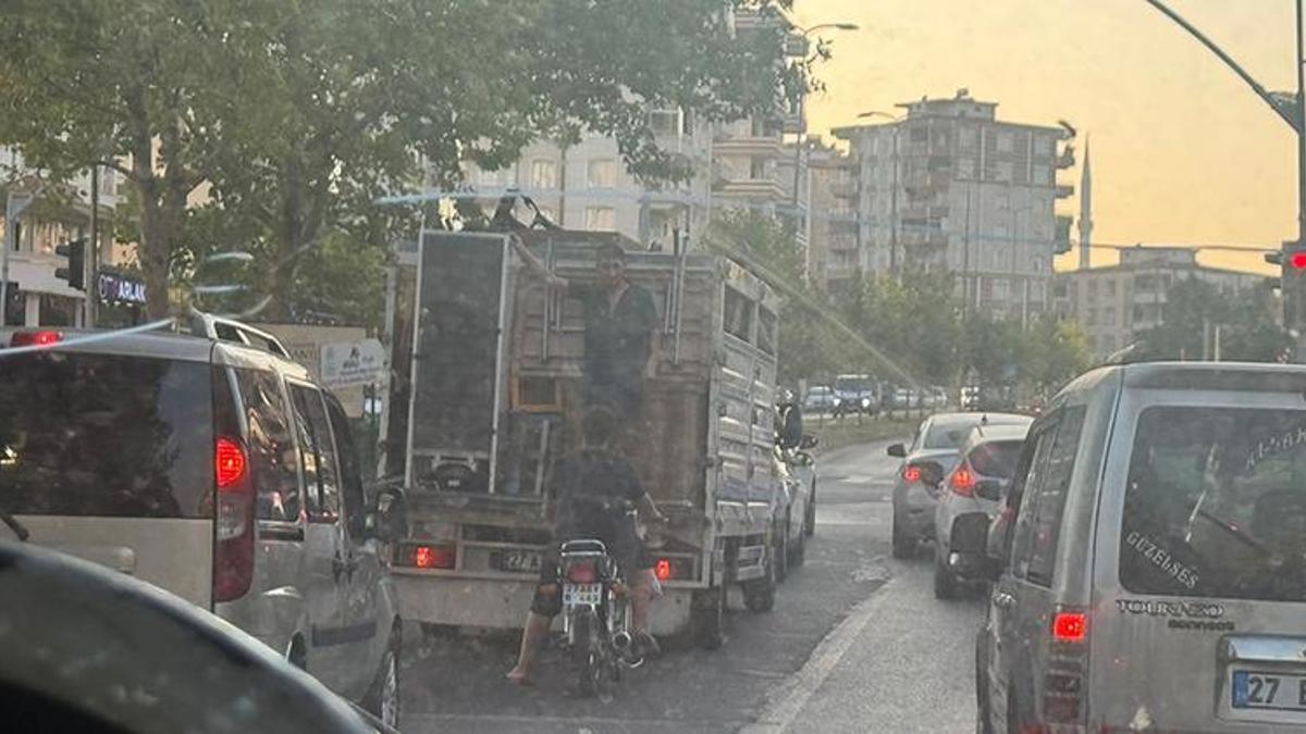 Gaziantep'te tehlikeli yolculuk! Anbean kaydedildi
