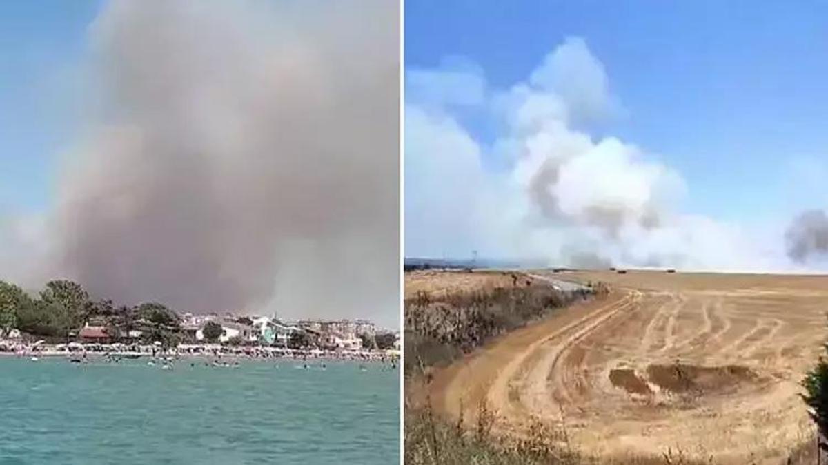 Silivri'de otluk alanda yangın! Alevler bölgedeki evleri tehdit ediyor