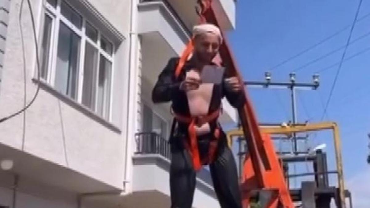 Bursa'dan şoke eden görüntü! Önce forklifte astılar sonra yaptıkları 'pes' dedirtti