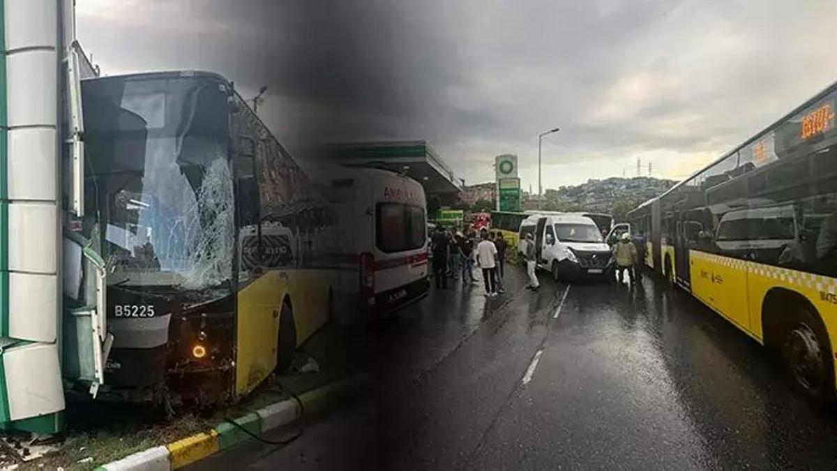 İETT otobüsü 3 araca çarptı: 1'i ağır 3 kişi yaralı!