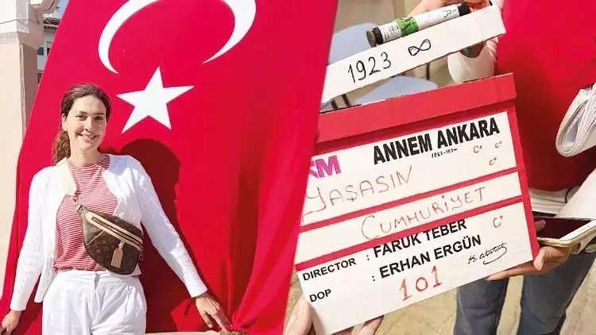 Annem Ankara dizisinin başrol oyuncusu Bergüzar Korel'den sette Cumhuriyet Bayramı paylaşımı