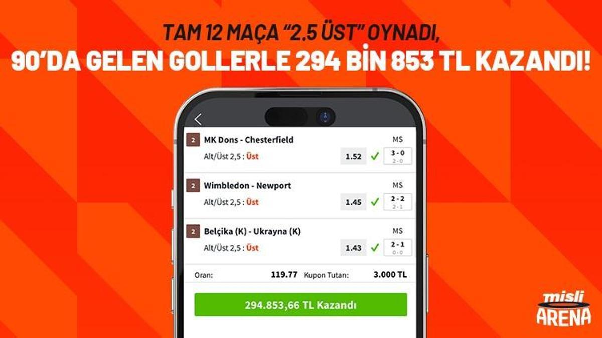 Tam 12 maça kupon yaptı, 90’da gelen gollerle 294 bin 853 TL kazandı!