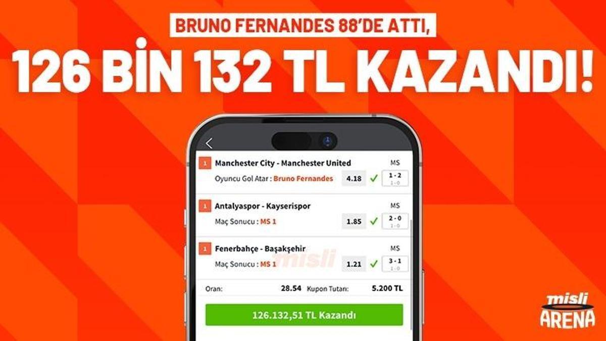 Bruno Fernandes 88’de attı, 126 bin 132 TL kazandı!