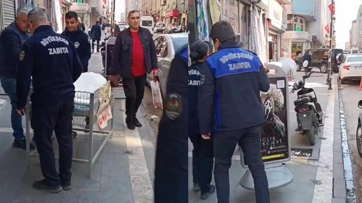 Adana'da zabıta ekiplerinden kaldırım işgali denetimi