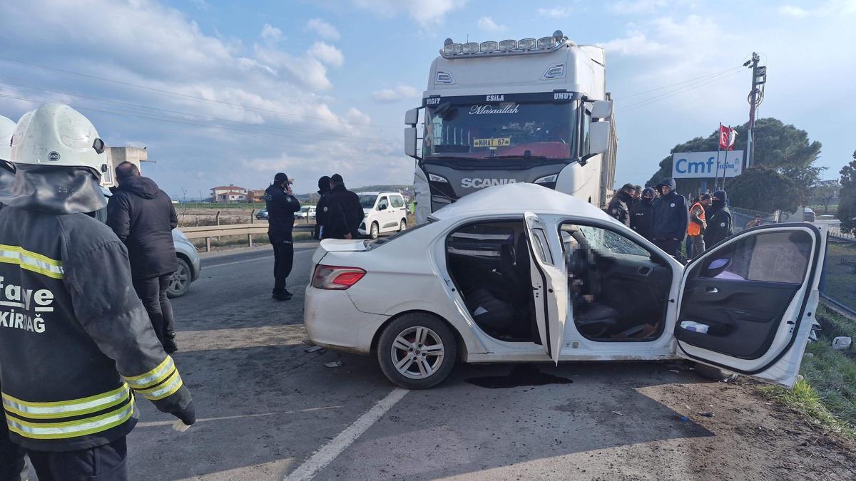 Tekirdağ'da TIR ile otomobil çarpıştı: 1 ölü, 2 yaralı