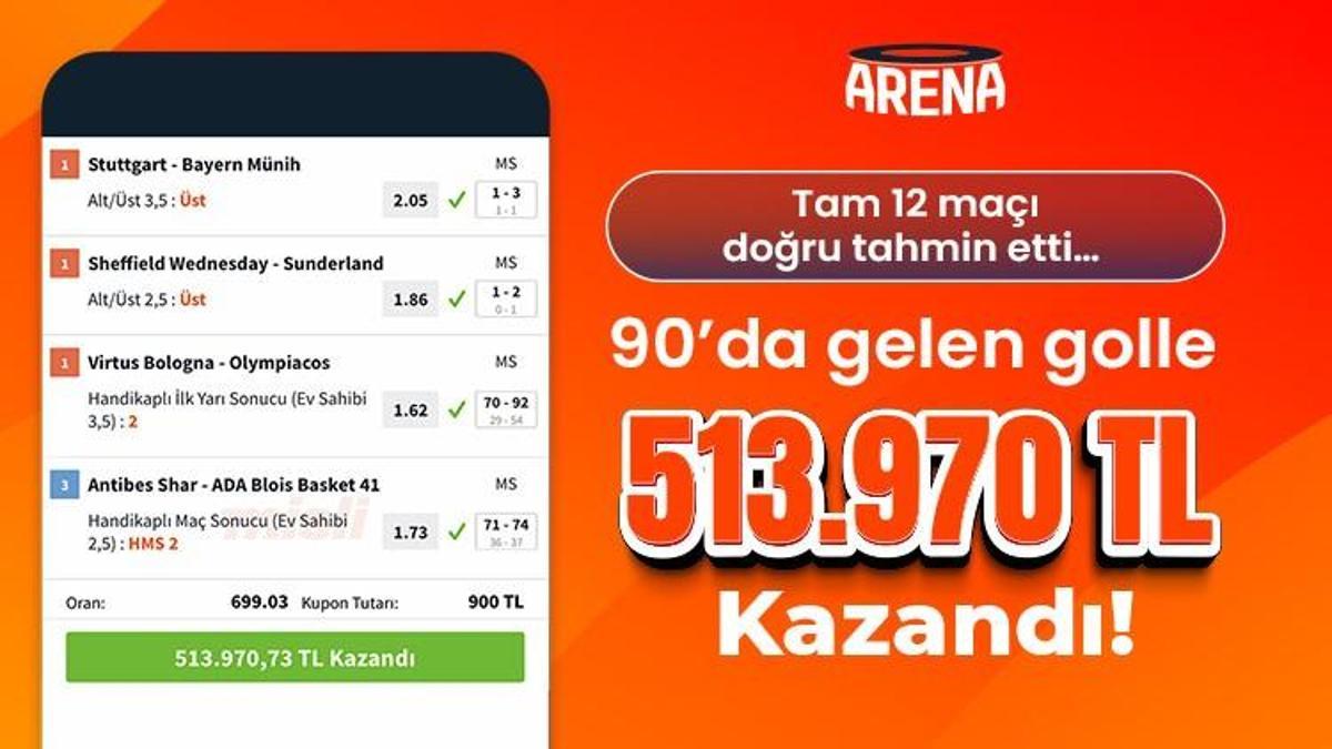 Tam 12 maçı doğru tahmin etti… 90’da gelen golle 513.970 TL kazandı!