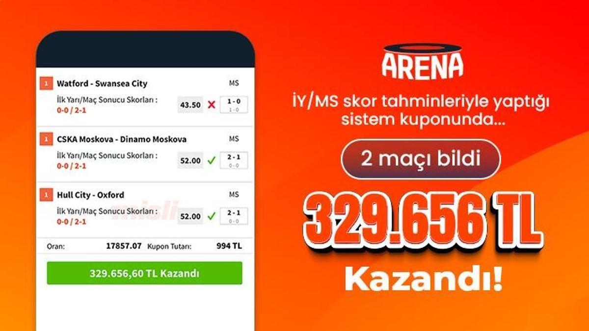 İY / MS skor tahminleriyle yaptığı sistem kuponunda 2 maçı bildi, 329 bin 656 TL kazandı!
