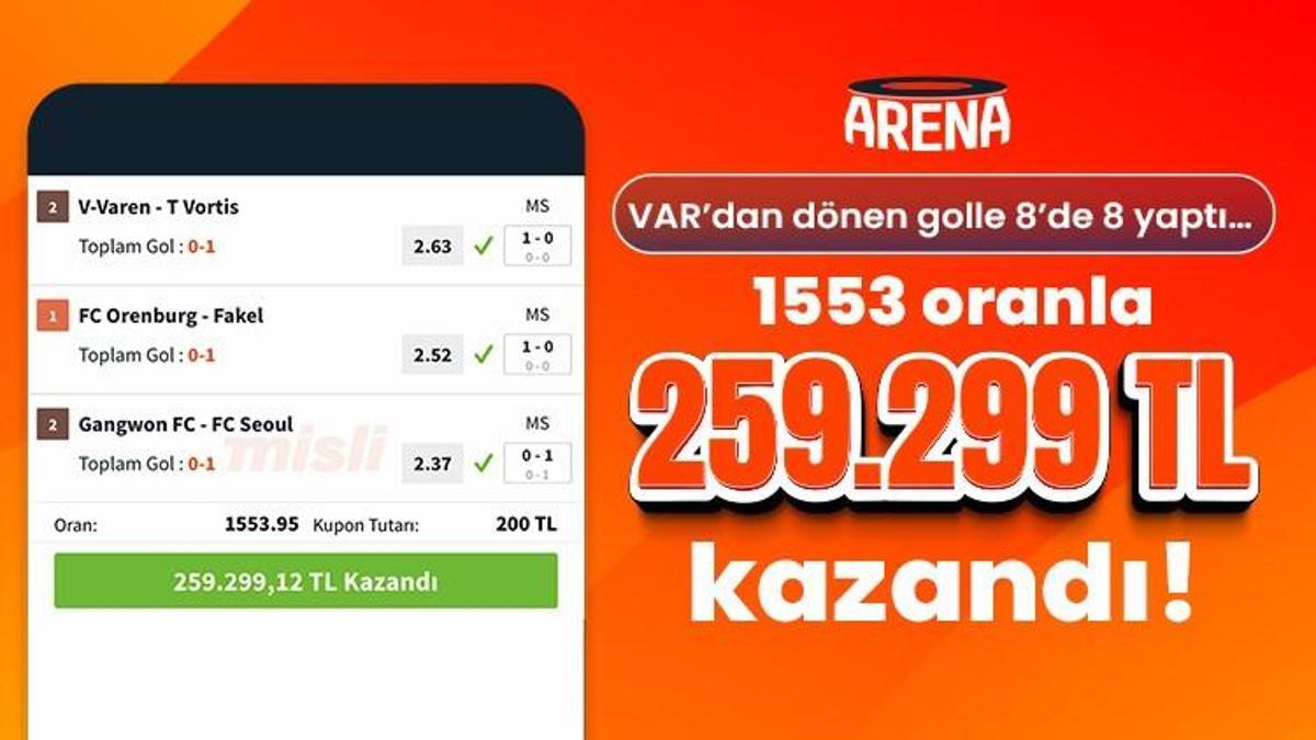 VAR’dan dönen golle 8’de 8 yaptı… 1553 oranla 259.299 TL kazandı!