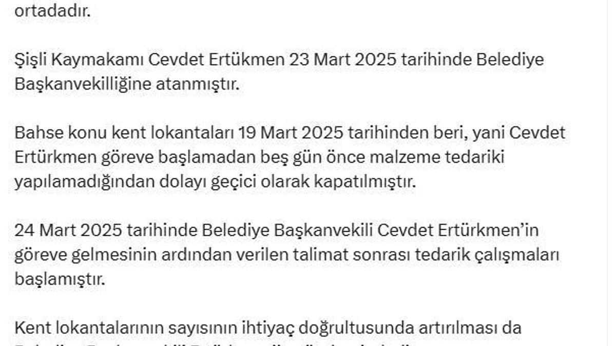 DMM'den 'kent lokantası' açıklaması