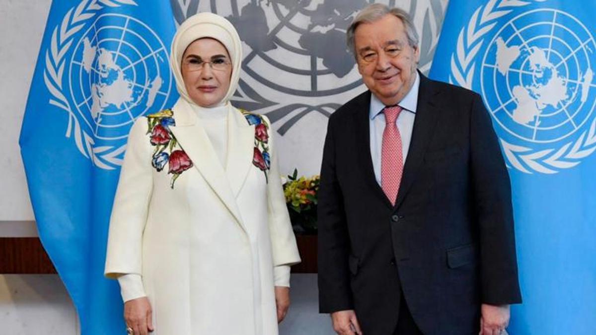 Emine Erdoğan, ABD'de BM Genel Sekreteri Guterres ile görüştü! Sıfır atık mesajı