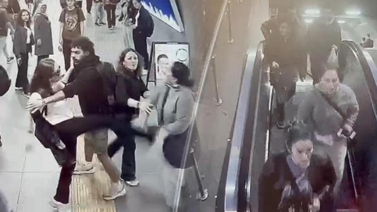 Metrobüs istasyonunda kadınlar birbirine girdi: Yürüyen merdivenden düşürdü