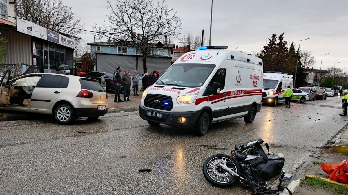 Tekirdağ’da otomobil ile motosiklet çarpıştı: 2 yaralı