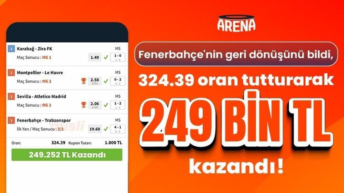 Fenerbahçe'nin geri dönüşünü bildi, 324.39 oran tutturarak 249 bin TL kazandı!