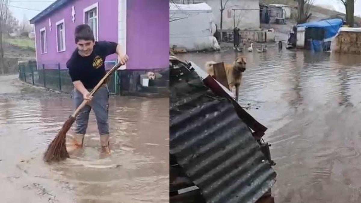 Kars'ta aniden basan yağış sele sebep oldu! Evleri su bastı