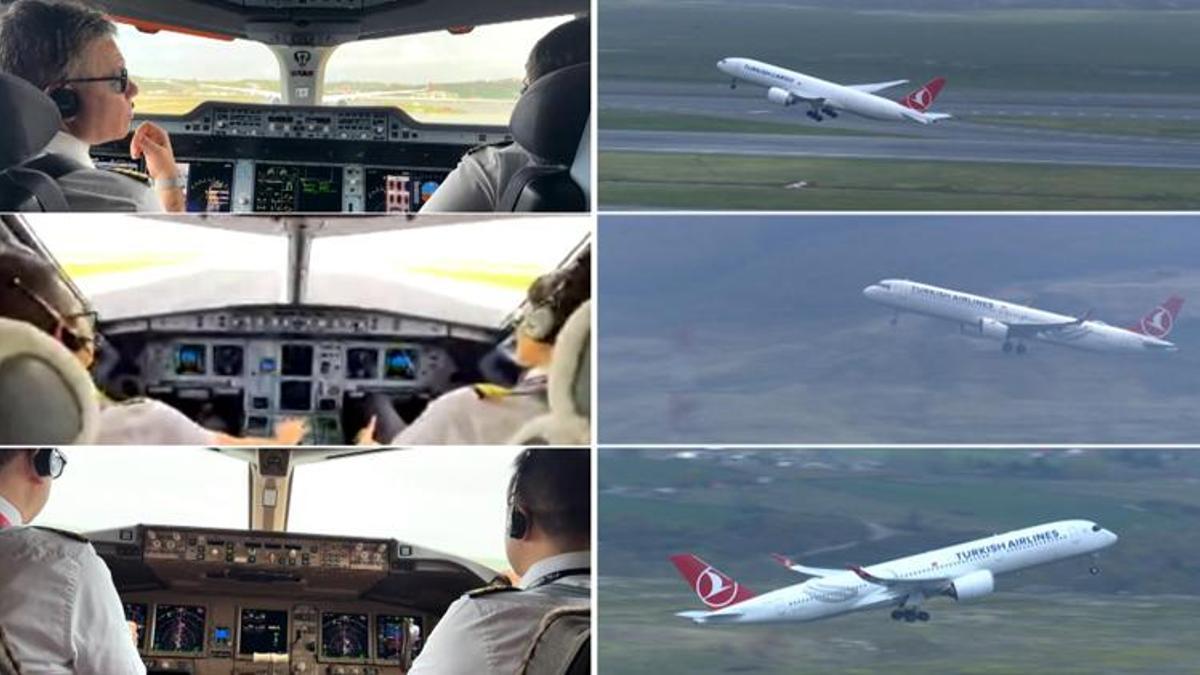 İstanbul Havalimanı'nda tarihi anlar! 3 uçak aynı anda havalandı