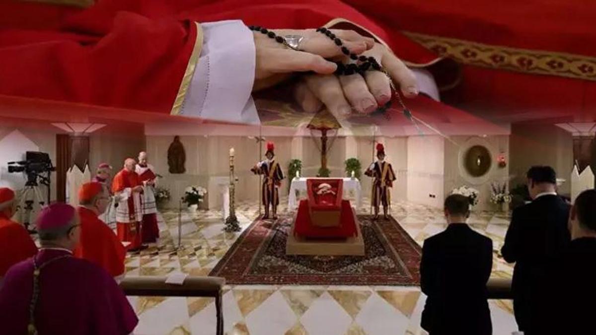 İlk görüntü geldi! Vatikan Papa Francis'in açık tabutu içinde fotoğrafını paylaştı