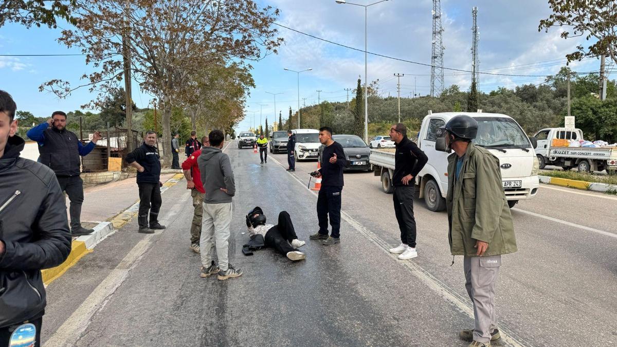 Traktörden dökülen yağ nedeniyle kontrolden çıkan motosiklet devrildi: 2 yaralı