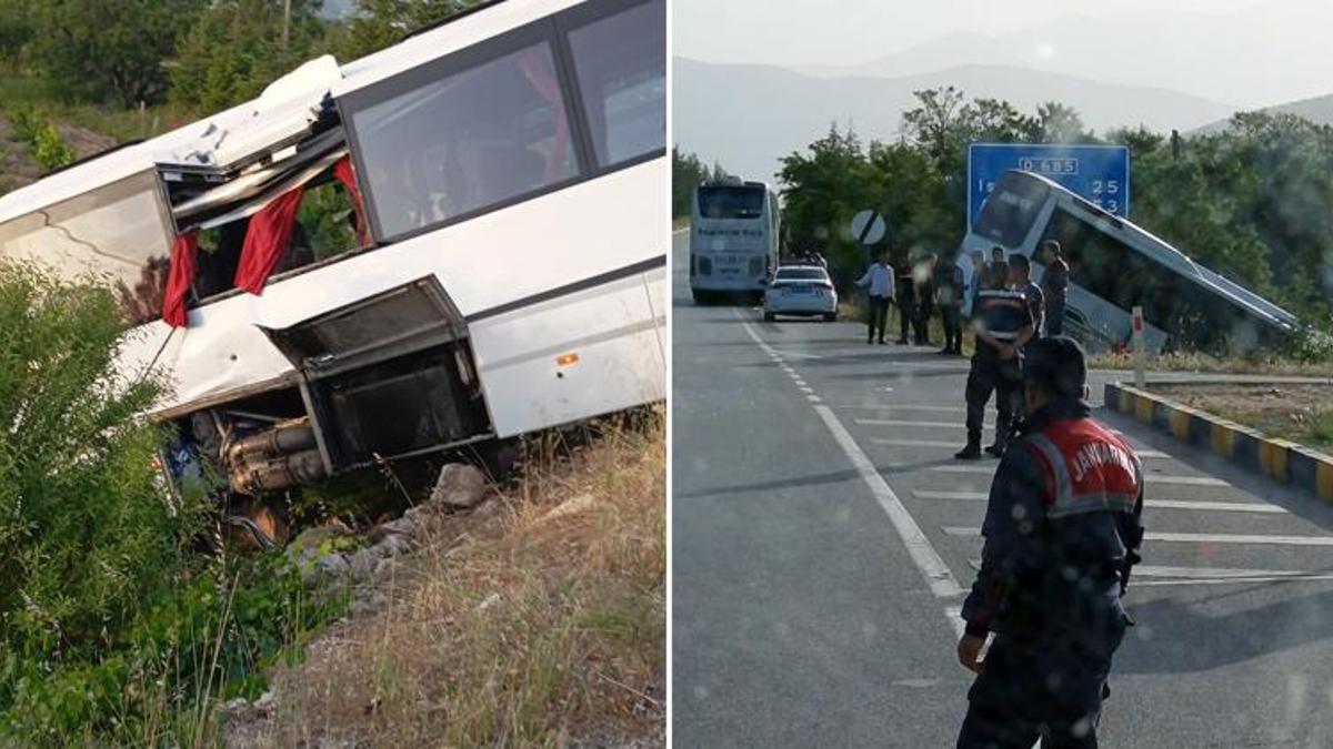 Tur otobüsü şarampole yuvarlandı! Çok sayıda yaralı var