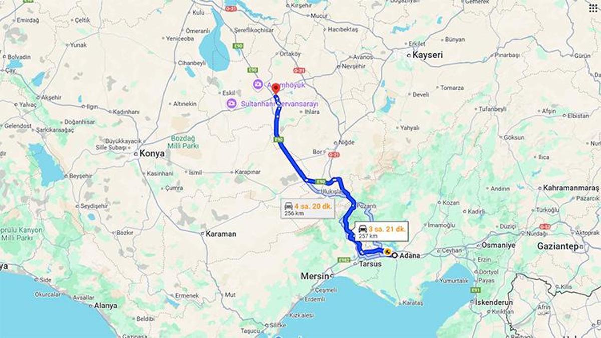 Adana Aksaray arası kaç km? Kaç saat sürer?