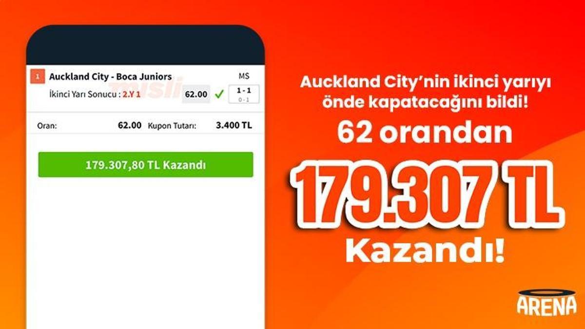 Auckland City’nin ikinci yarıyı önde kapatacağını bildi! 62 orandan 179.307 TL kazandı!