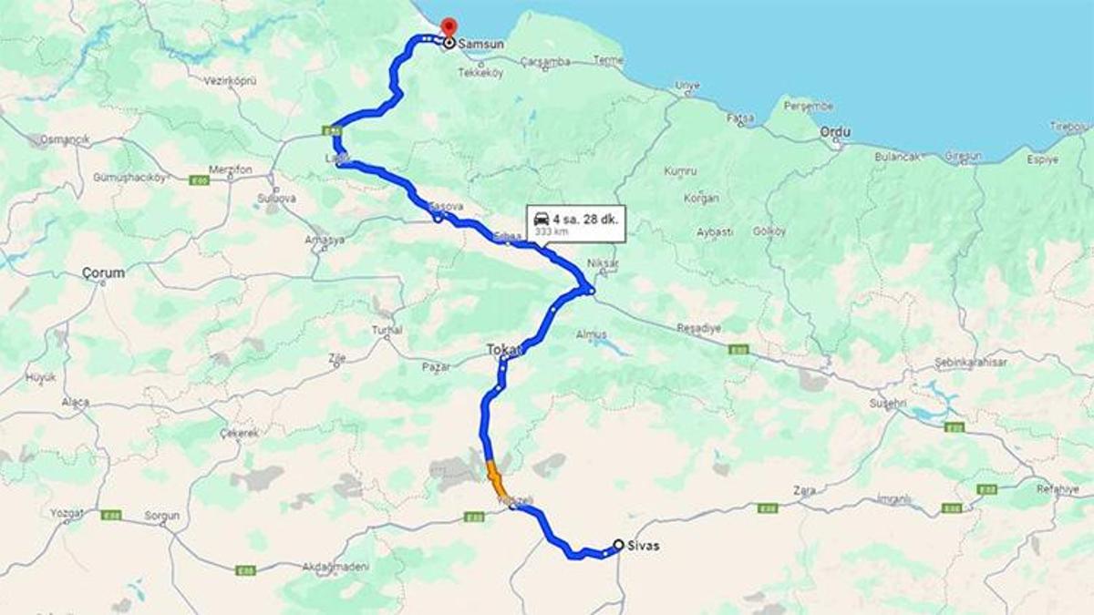 Samsun Sivas arası kaç km? Kaç saat sürer?