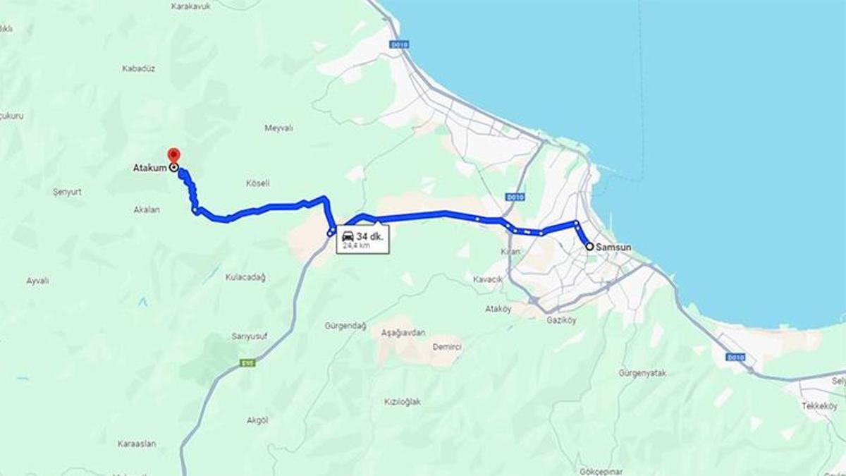 Samsun merkezden Atakum'a yol tarifi