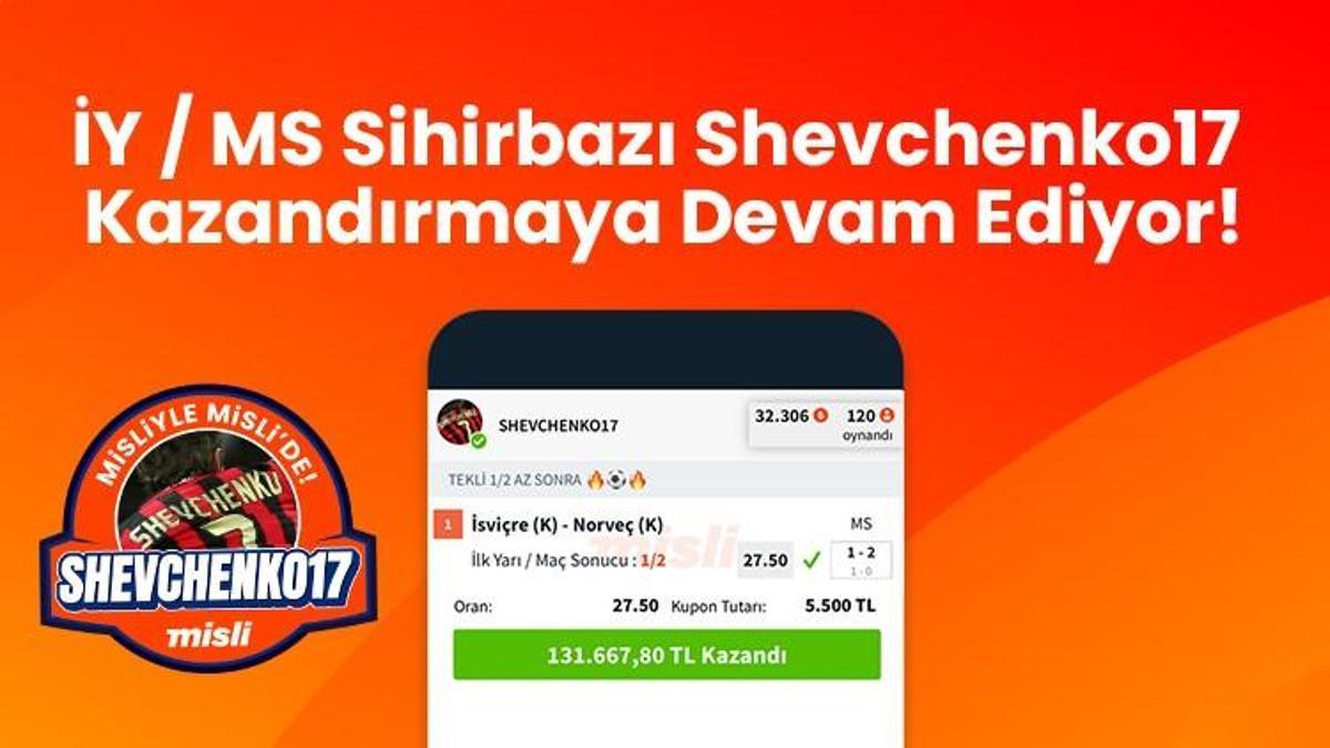İY / MS Sihirbazı Shevchenko17 kazandırmaya devam ediyor!