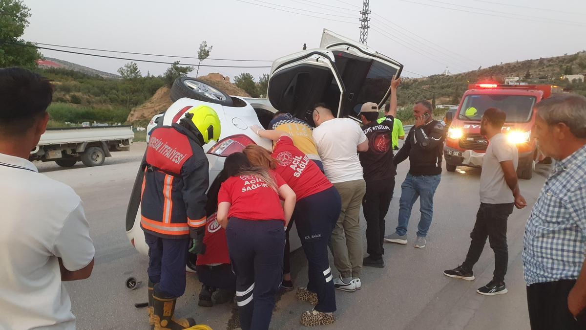 Takla atan otomobilin sürücüsü yaralandı