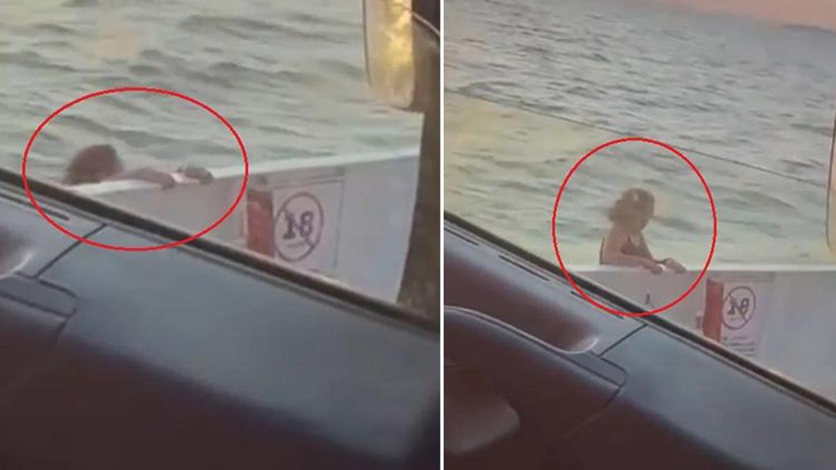 Yalova - Eskihisar seferini yapan feribottan denize atlayan kadının atlama anına ait görüntüsü ortaya çıktı