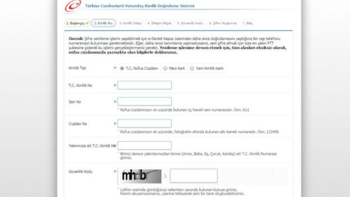 e-Devlet şifre yenileme cüzdan no nedir?